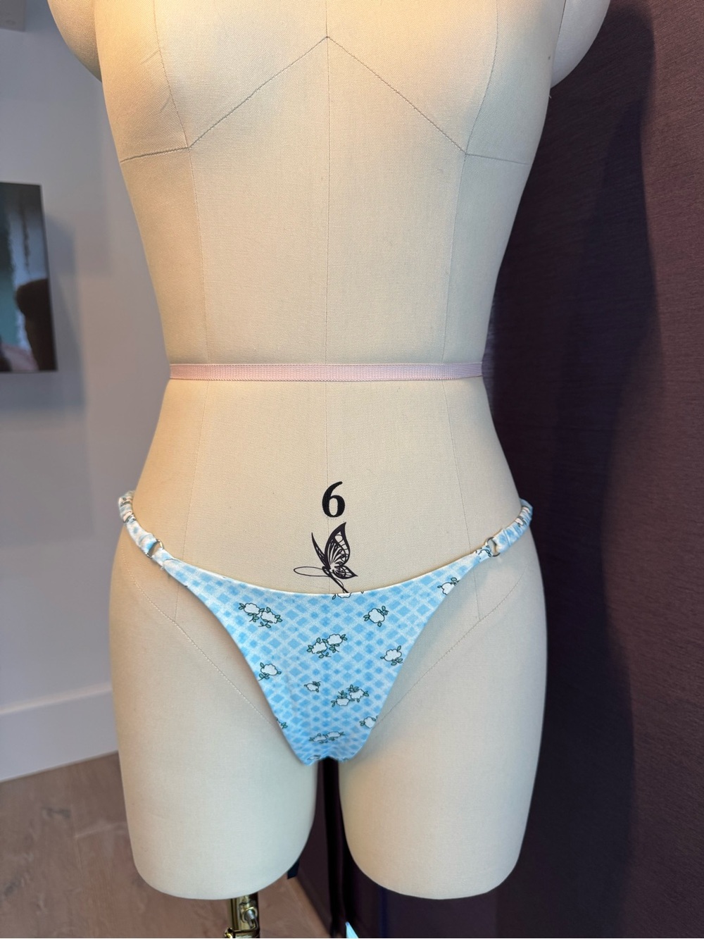 Frankie's Bikinis Light Blue Floral Bikini Bottom